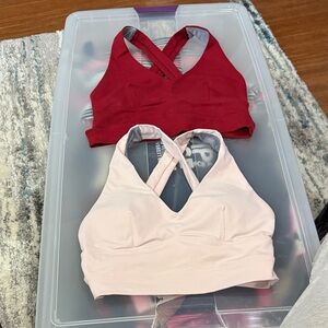 Born Primitive Women's Cross-Back Sports Bras in Red and Light Pink